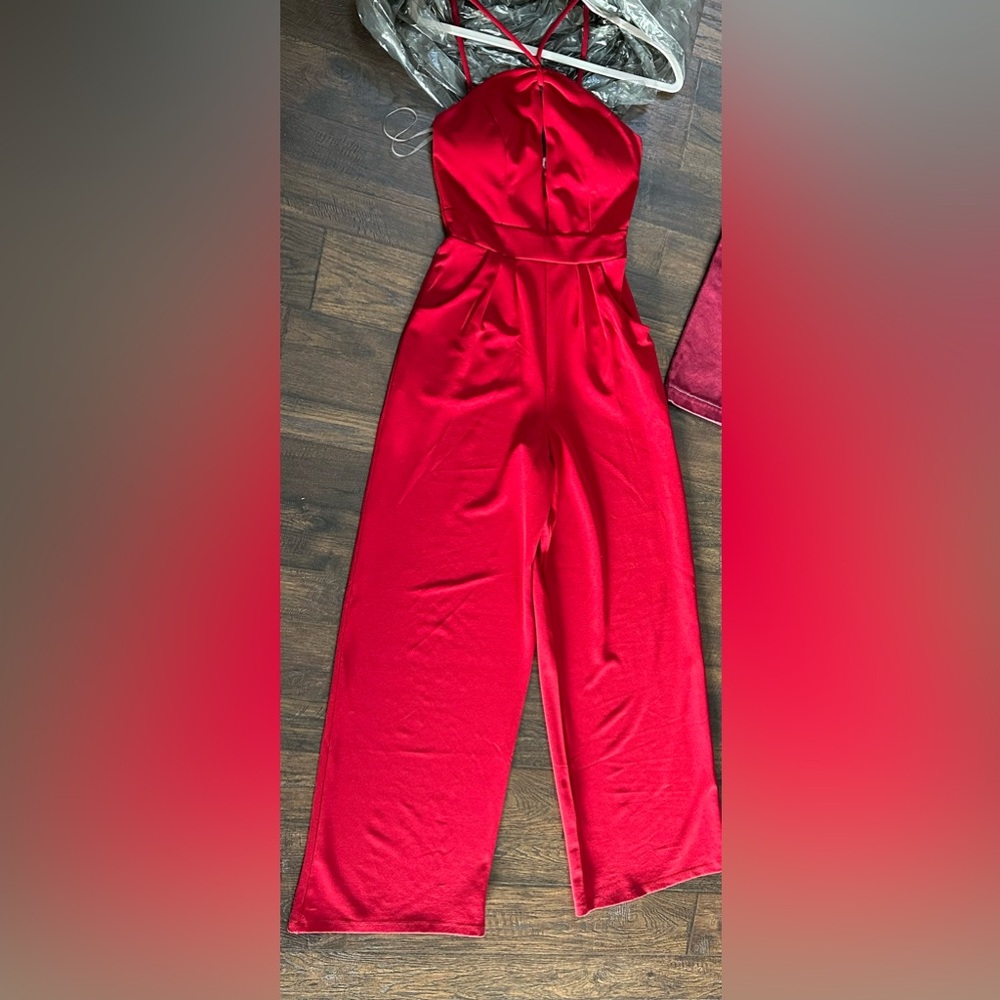 Love Nickie Lew Elegant Red halter Jumpsuit for Women Red small Nordstrom - Picture 12 of 13